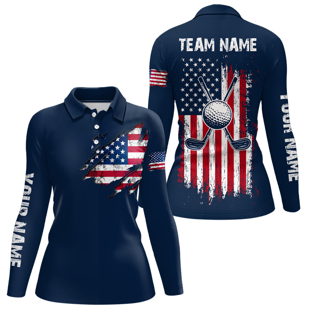 Custom American Flag Golf Polo Shirt Patriotic US Golf Polo for Men Women MMG17