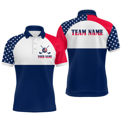 Custom Patriotic Golf Polo Shirt for Men Women Team US Flag Golf Apparel for Golfer MMG18