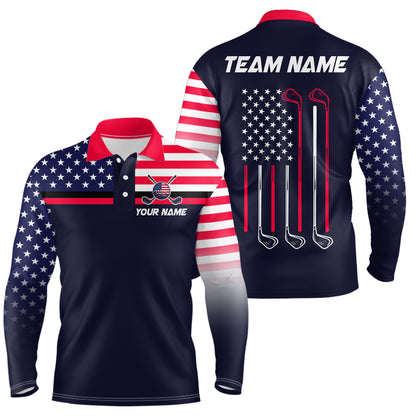 Custom Navy Blue Patriotic Golf Polo Shirt for Men Women Team Golf Apparel MMG20