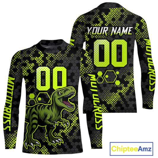Custom Dinosaur Motocross Racing Jersey Green Dirt Bike Jersey for Men Kid Women XM387