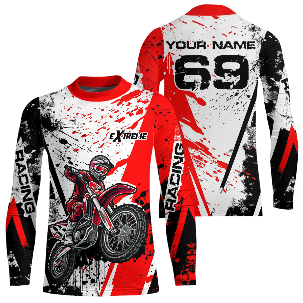 Dirt Bike  Motocross Racing Jersey Red Upf30+ Motorcycle Shirt For Kid Men Women XM313