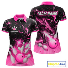 Load image into Gallery viewer, Pink Dragon Flaming Bowling Shirt for Men and Women Custom Bowling Jersey for Team MBL87