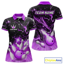 Load image into Gallery viewer, Purple Dragon Flaming Bowling Shirt for Men and Women Custom Bowling Jersey for Team MBL87