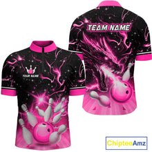 Load image into Gallery viewer, Pink Dragon Flaming Bowling Shirt for Men and Women Custom Bowling Jersey for Team MBL87