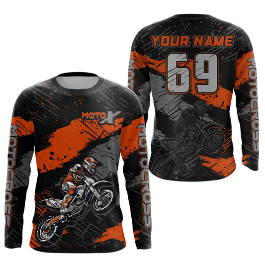 Motocross Racing Off-road Jersey Orange Dirt Bike Riding Shirt For Men Kid Women XM303
