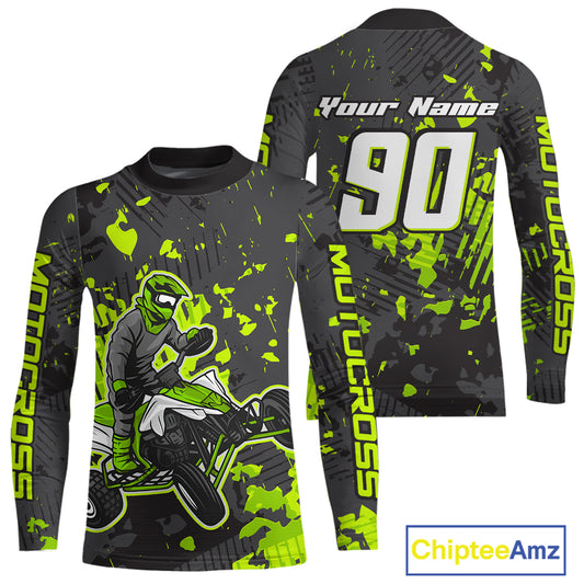 Green ATV Motocross Racing Jersey Custom ATV Shirts Kid Women Men Quad Jersey MX136
