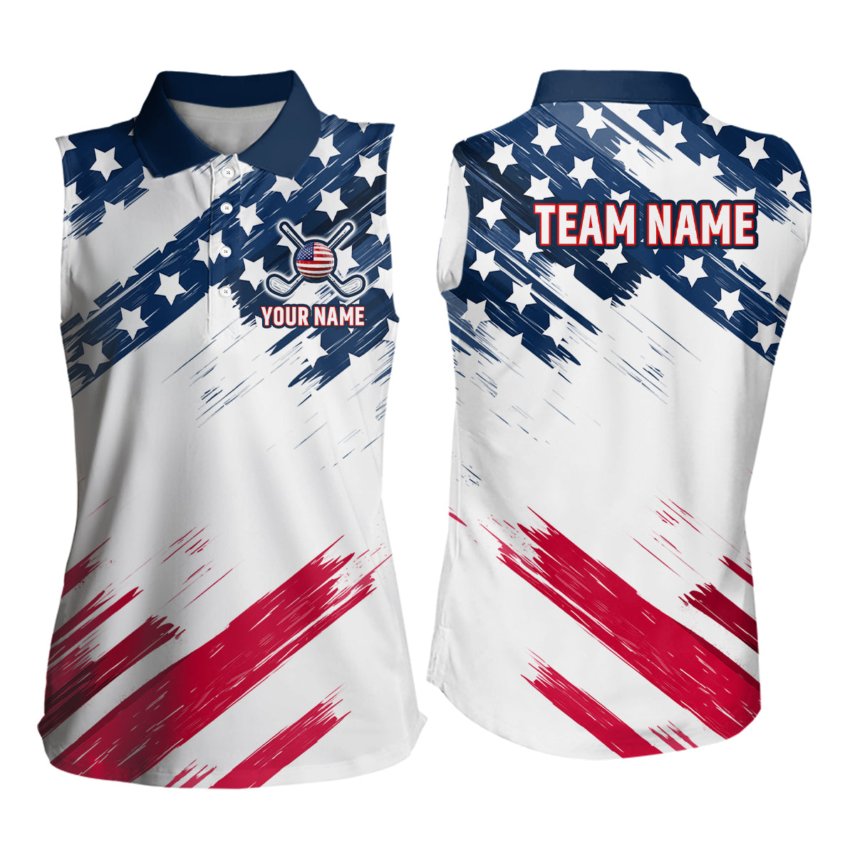 Custom Patriotic Golf Polo Shirt US Flag Golf Shirts for Men Women Team MMG30