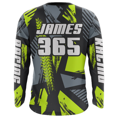 Custom Motocross Racing Jersey Men Kid Dirt Bike Shirt UPF30+ Off-Road Shirt Lime Green XM237