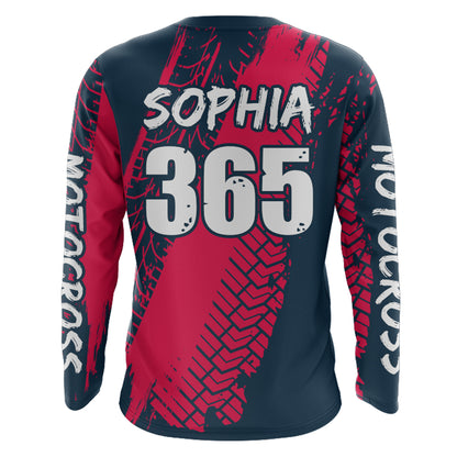 Pink Motocross Jersey Racing Girl Women UPF30+ Youth Dirt Bike Shirt Motorcycle Off-road XM204