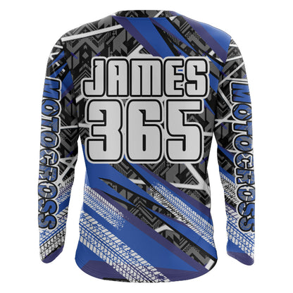 Motocross Jersey Blue UPF30+ Youth Adult Racing Dirt Bike Shirt Off-Road Long Sleeves XM116