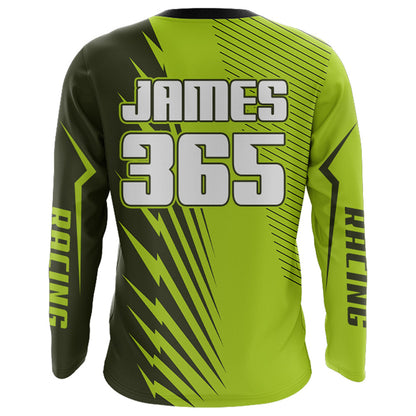 Green Motocross Racing Jersey Upf30+ Dirt Bike Shirt Motorcycle Men Kid Women XM176