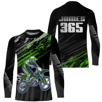 Motocross Racing Jersey Green Black UPF30+ Youth Dirt Bike Shirt Men Kid Off-road Shirt XM181