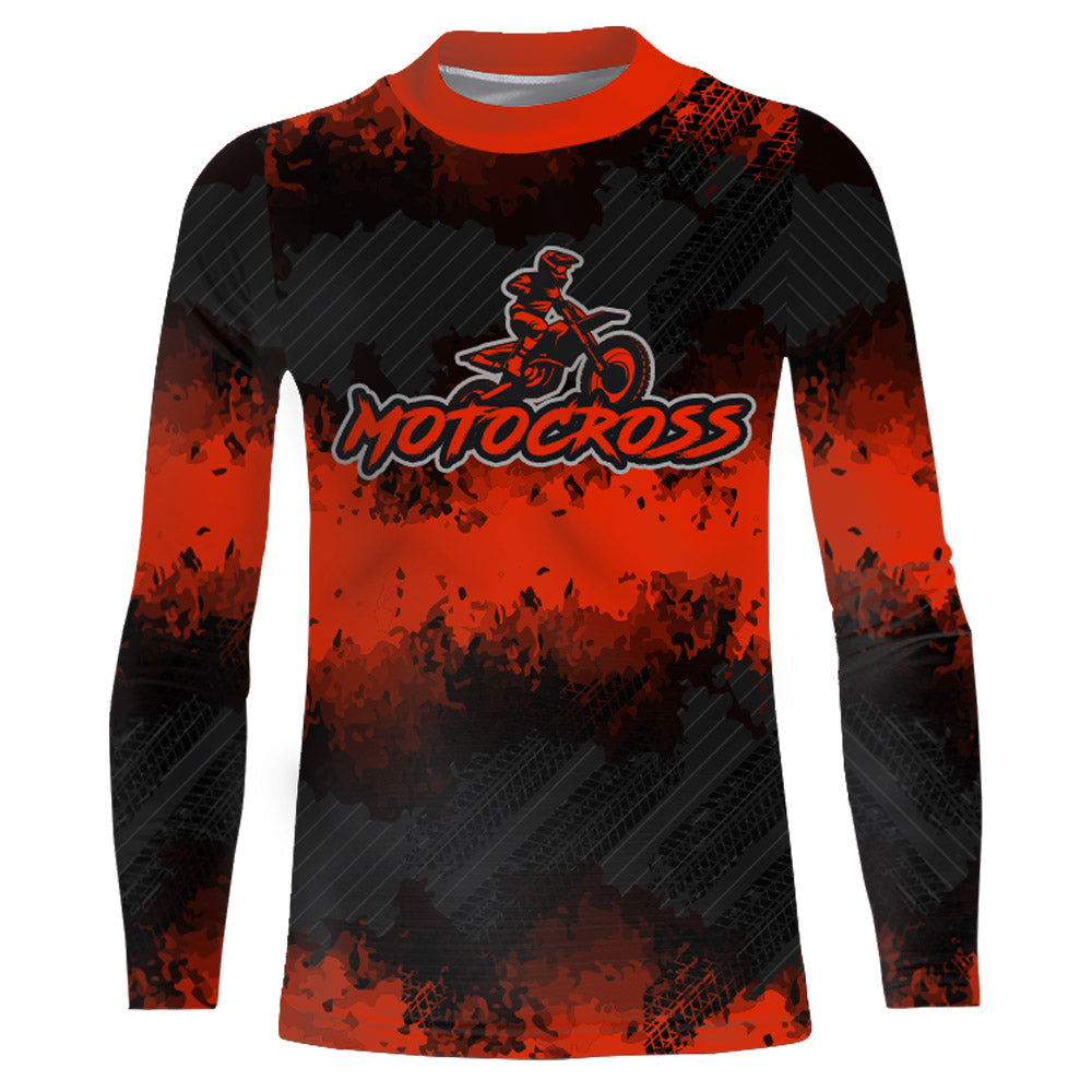 Racing Motocross Jersey Red UPF30+ Dirt Bike Off-Road Youth Kid Men Motorcycle Shirt XM193