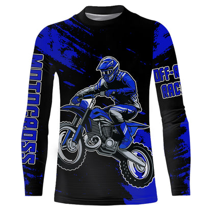 Motocross Jersey Youth Men Kid UPF30+ Blue Racing Dirt Bike Riding Jersey Motorcycle XM225