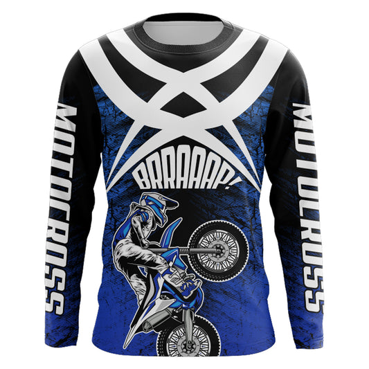 Blue Motocross Racing Jersey Youth Dirt Bike Shirt UPF30+ Motorcycle Racing Jersey XM198