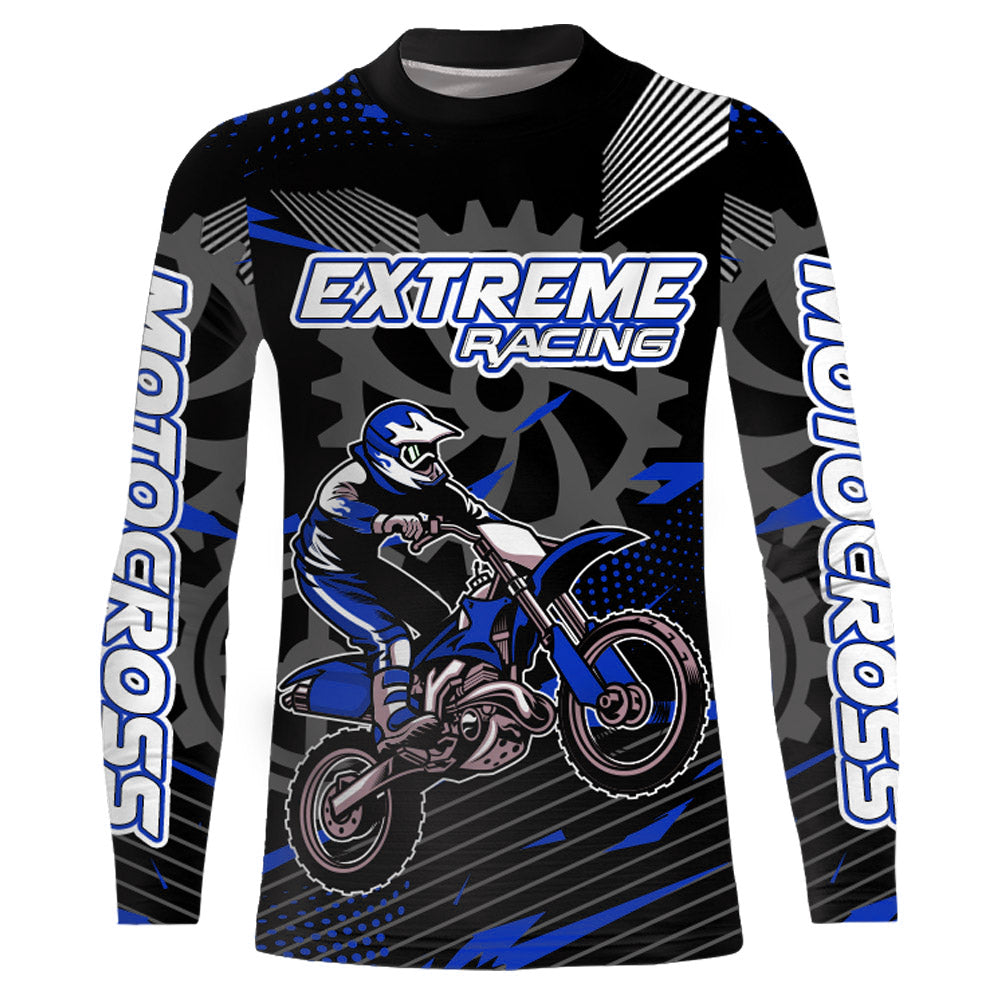 Blue Motocross Racing Jersey Upf30+ Dirt Bike Shirt Kids Women Men Off-road Jersey XM199