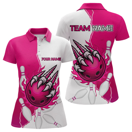 Custom Sharp Claws Bowling Shirt Pink Men Women Team Bowling Flaming Jerseys MBL91