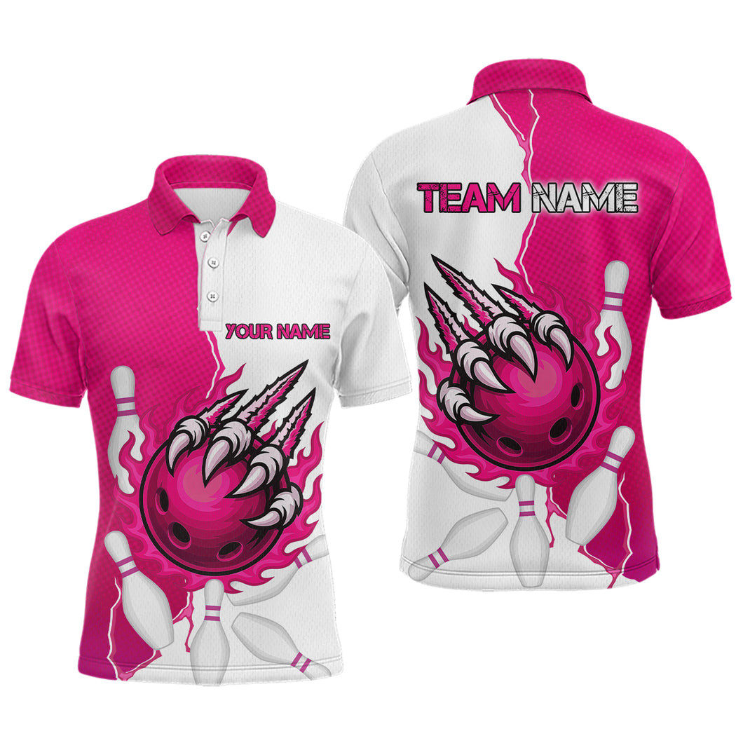 Custom Sharp Claws Bowling Shirt Pink Men Women Team Bowling Flaming Jerseys MBL91