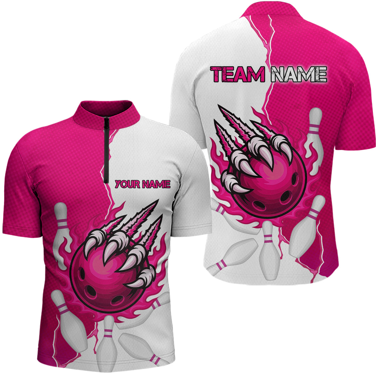 Custom Sharp Claws Bowling Shirt Pink Men Women Team Bowling Flaming Jerseys MBL91