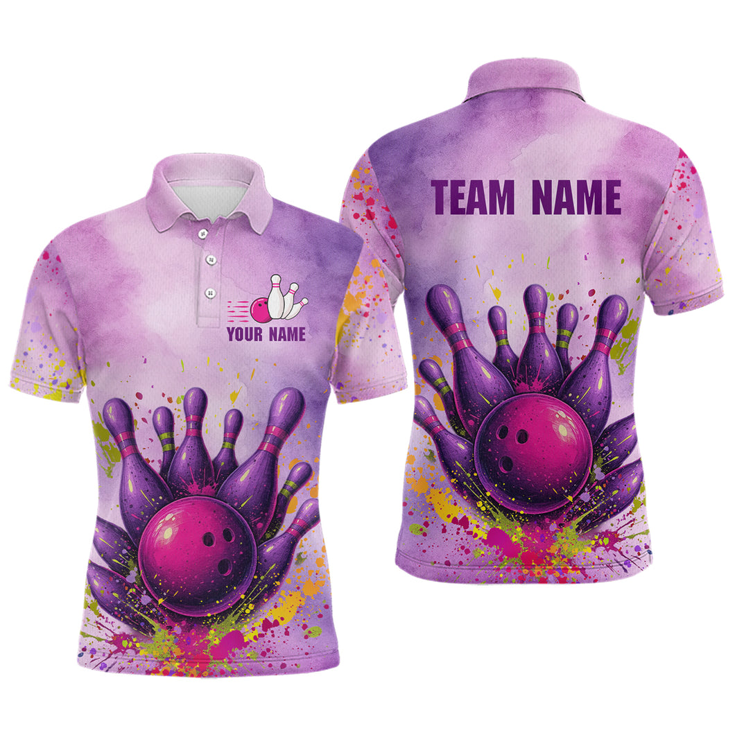 Purple Bowling Shirts for Women Men Team Bowling Polo & Quarter Zip for Bowlers MBL119