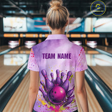 Load image into Gallery viewer, Purple Bowling Shirts for Women Men Team Bowling Polo &amp; Quarter Zip for Bowlers MBL119
