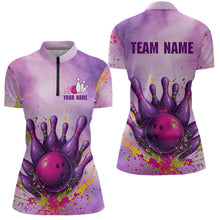 Load image into Gallery viewer, Purple Bowling Shirts for Women Men Team Bowling Polo &amp; Quarter Zip for Bowlers MBL119