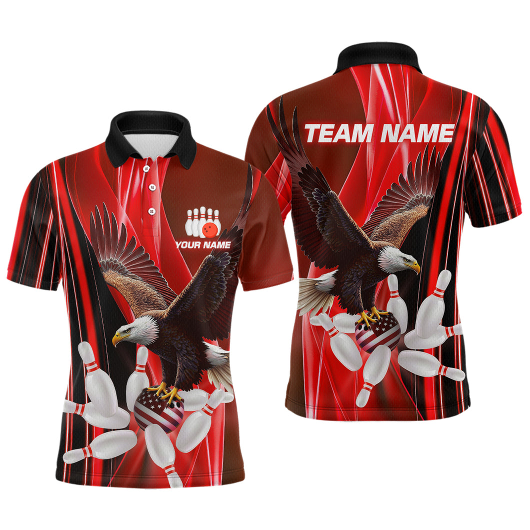 Custom Red Eagle Bowling Shirt for Men Women Team Bowling Polo Shirts & 1/4 Zip MBL95