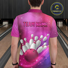 Load image into Gallery viewer, Custom Pink Galaxy Bowling Shirts for Men Women Team Bowling Polo and Quarter Zip MBL122