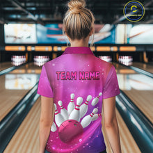 Load image into Gallery viewer, Custom Pink Galaxy Bowling Shirts for Men Women Team Bowling Polo and Quarter Zip MBL122