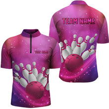 Load image into Gallery viewer, Custom Pink Galaxy Bowling Shirts for Men Women Team Bowling Polo and Quarter Zip MBL122