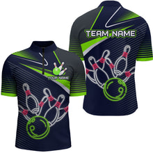 Load image into Gallery viewer, Custom Green&amp;Blue Bowling Shirts for Men Women Team Bowling Polo &amp; 1/4 Zip Shirt MBL41