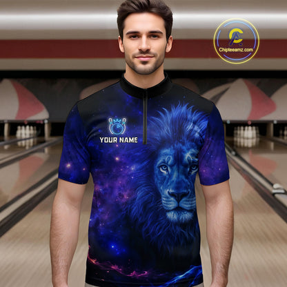 Lion Bowling Shirts for Men Women Team Custom Bowling Polo and Quarter Zip MBL128