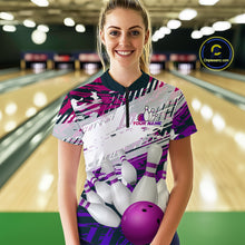Load image into Gallery viewer, Purple Bowling Shirts for Women Men Custom Team Bowling Jerseys Polo&amp;1/4 Zip Shirt MBL176