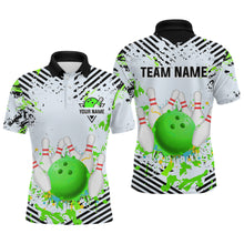 Load image into Gallery viewer, Green Bowling Shirts Custom Watercolor Bowling Jersey for Men Women with Team Name MBL53