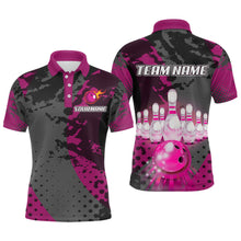 Load image into Gallery viewer, Fire Bowling Shirt Custom Pink Bowling Jersey for Men Women with Team Name MBL63