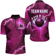 Load image into Gallery viewer, Thunder Lightning Bowling Shirt Pink Bowling Jersey Men Women Team Bowling Shirts MBL64