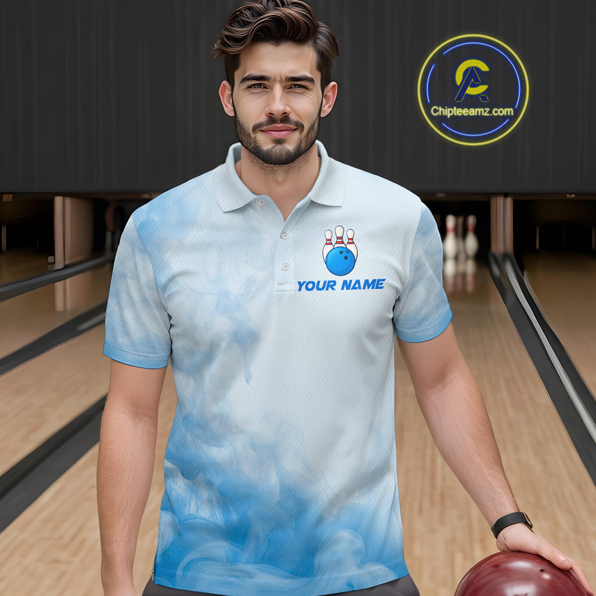 Blue Smoke Bowling Shirts for Women Men Team Custom Bowling Jerseys for Bowlers MBL139