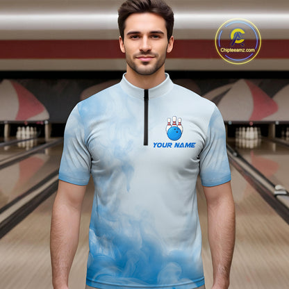 Blue Smoke Bowling Shirts for Women Men Team Custom Bowling Jerseys for Bowlers MBL139
