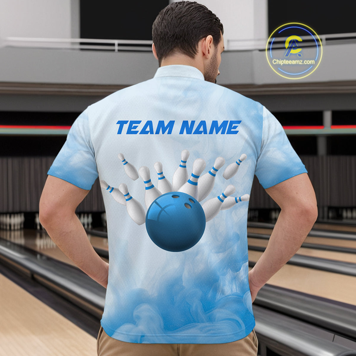 Blue Smoke Bowling Shirts for Women Men Team Custom Bowling Jerseys for Bowlers MBL139