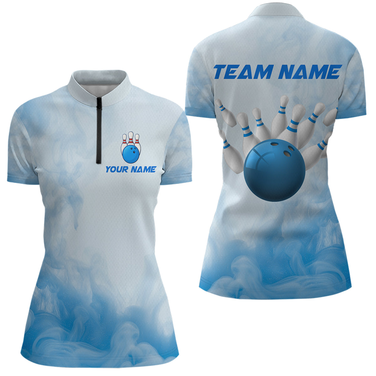 Blue Smoke Bowling Shirts for Women Men Team Custom Bowling Jerseys for Bowlers MBL139