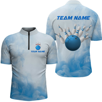 Blue Smoke Bowling Shirts for Women Men Team Custom Bowling Jerseys for Bowlers MBL139