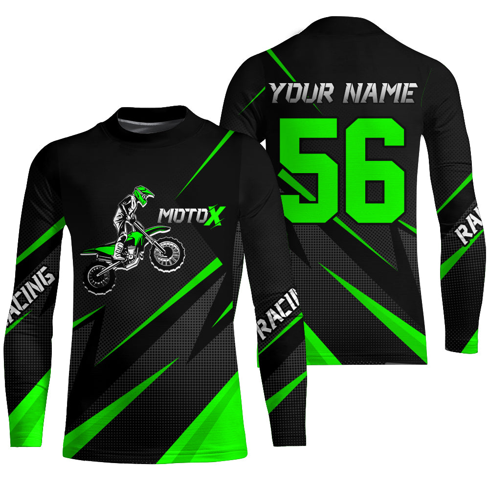 Motocross Racing Jersey Green Men Kid Upf30+ Dirt Bike Shirt Off-Road Racing Jersey XM248