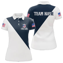 Load image into Gallery viewer, White and Blue Golf Polo Shirt Custom Patriotic Golf Shirts for Men Women Team MMG52