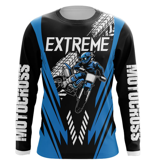 Motocross Racing Jersey Blue Youth Men Kid UPF30+ Dirt Bike Shirt Off-Road Motorcycle Shirt XM211