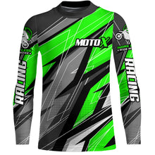 Load image into Gallery viewer, Custom Motocross Jersey UPF30+ Youth Dirt Bike MX Racing Adult&amp;Kid Off-Road Shirt Green XM214
