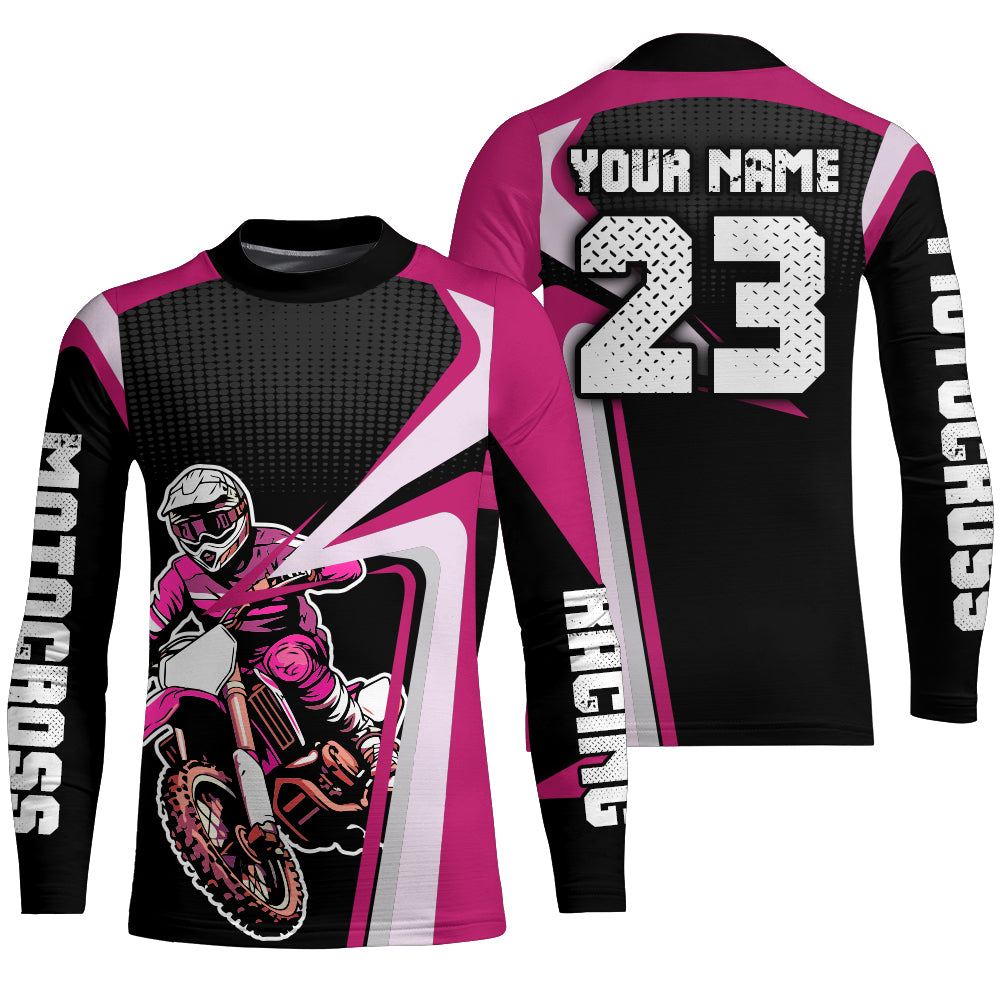 Custom Motocross Jersey Pink Dirt Bike Shirt For Kid Women Men Off-road Shirt XM307