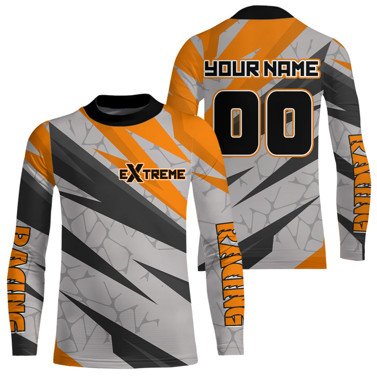 Custom Motocross Jersey Orange Dirt Bike Jersey for Men Kid Women Long Sleeves Upf30+ XM352