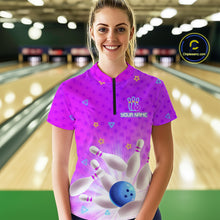 Load image into Gallery viewer, Purple Custom Bowling Shirts Men Women Team Bowling Jerseys Polo and Zip Shirt MBL163