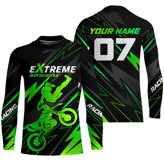 Green Motocross Racing Jersey Custom Dirt Bike Shirt Kid Women Men Motorcycle Shirt XM300