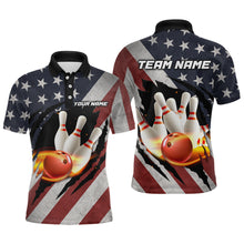 Load image into Gallery viewer, American Flag Bowling Shirt Fire Patriotic Bowling Shirts for Men Women Bowling Jersey MBL19